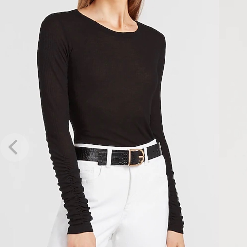Express RIBBED RUCHED LONG SLEEVE TEE *NWT*